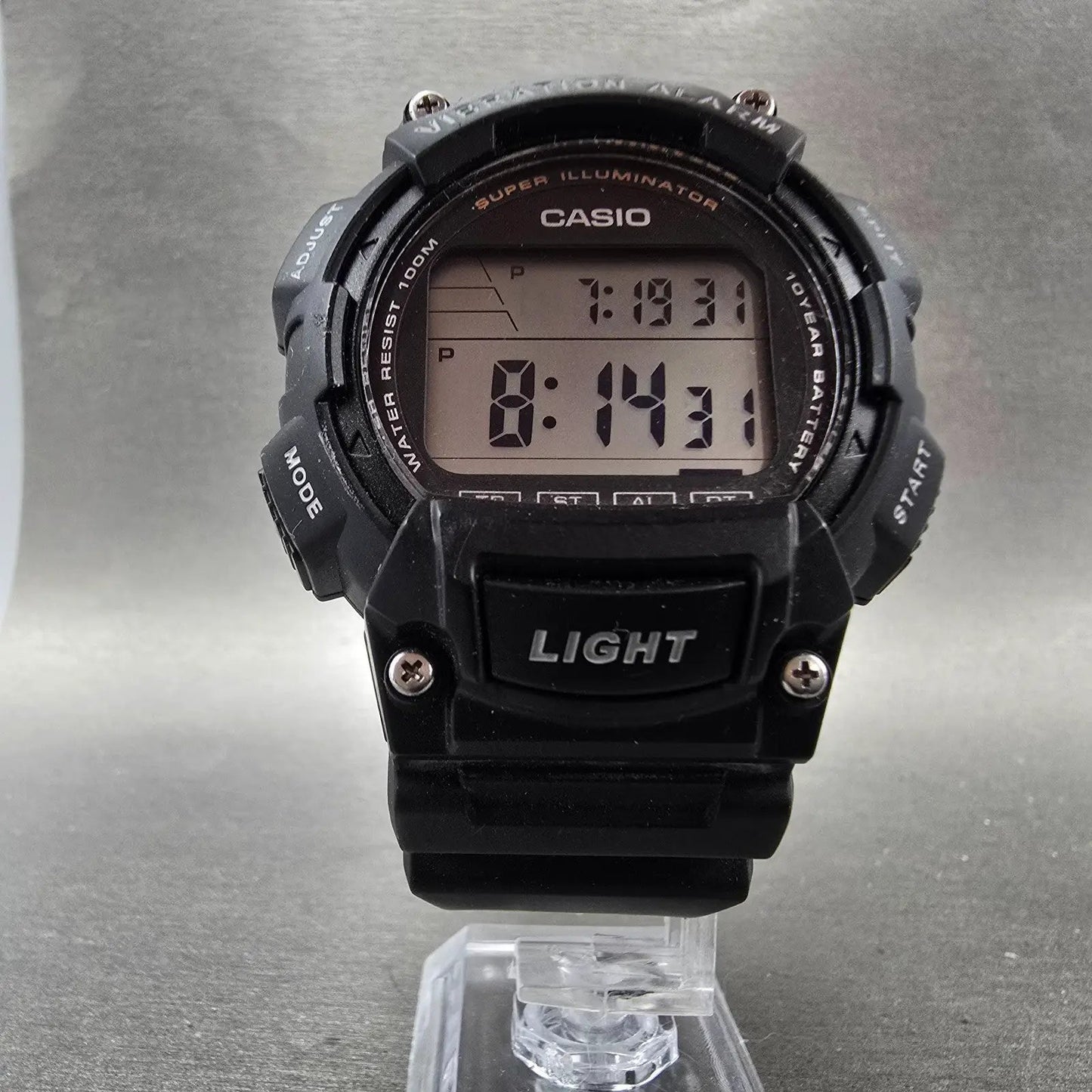 Casio W-736H Watch Men 45mm Black Vibration Alarm Chronograph Digital New Batt5