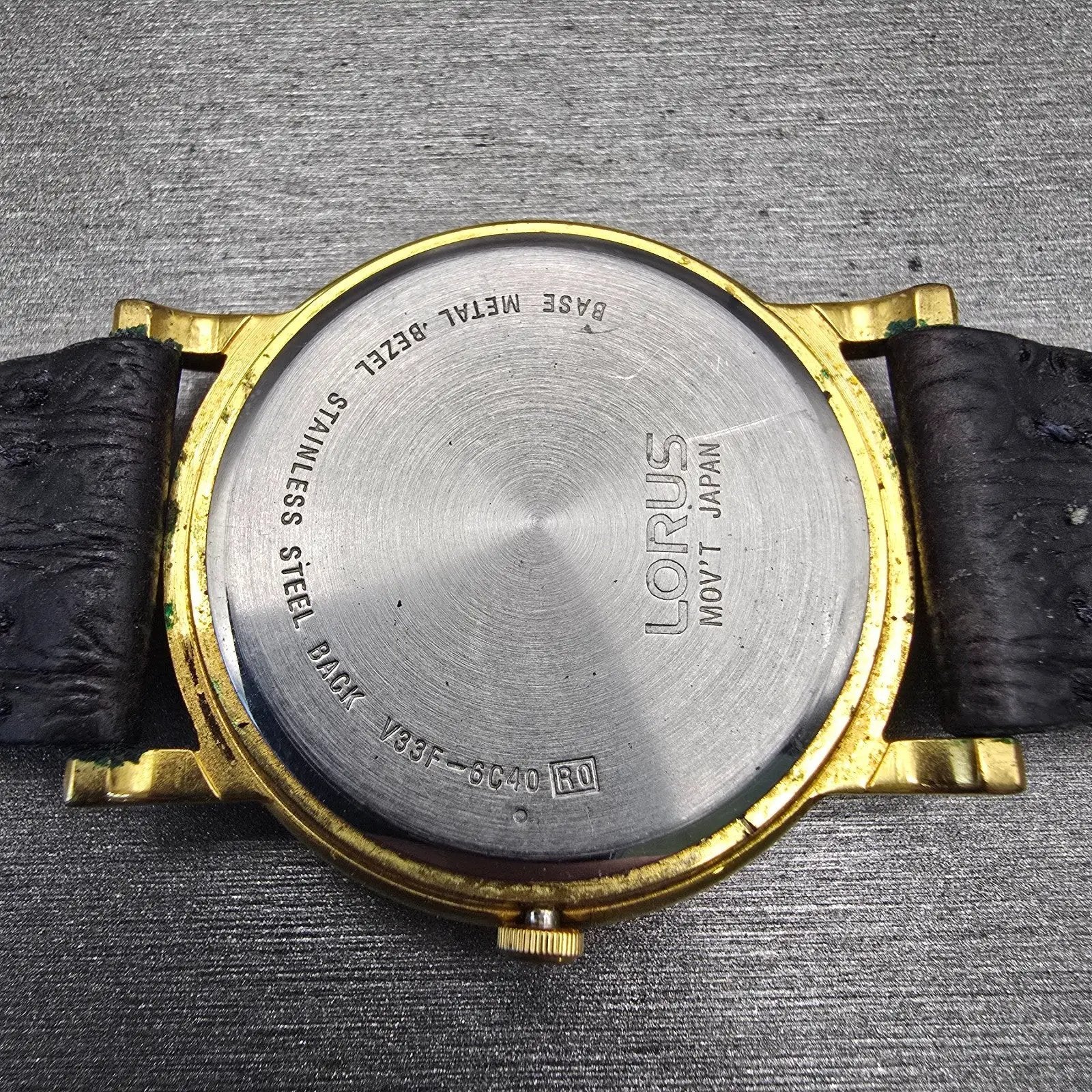 Lorus Mickey Mouse Watch Men 33mm Blue Dial Gold Sun Moon V33F-6C40 New Battery10