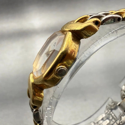 Seiko Watch Women 18mm White Dial Gold Tone Hexagon 4N00-6441 New Battery VTG2