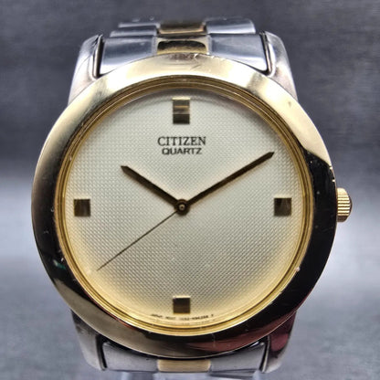 Citizen Mens Watch 35mm Champagne Dial Two Tone Round 1032-S77147 New Battery L1