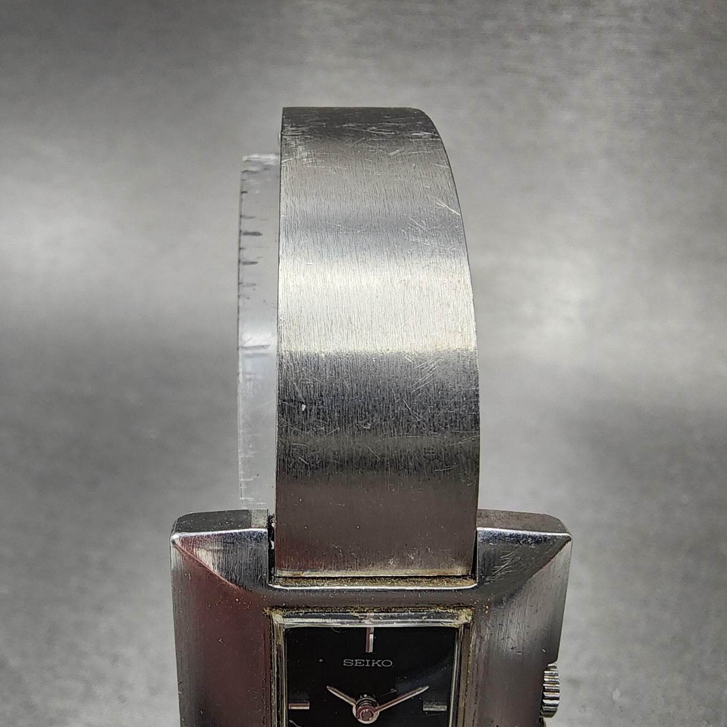 VTG Seiko Watch Women 24mm Black Dial Steel Rectangle Manual Wind Runs 1134704