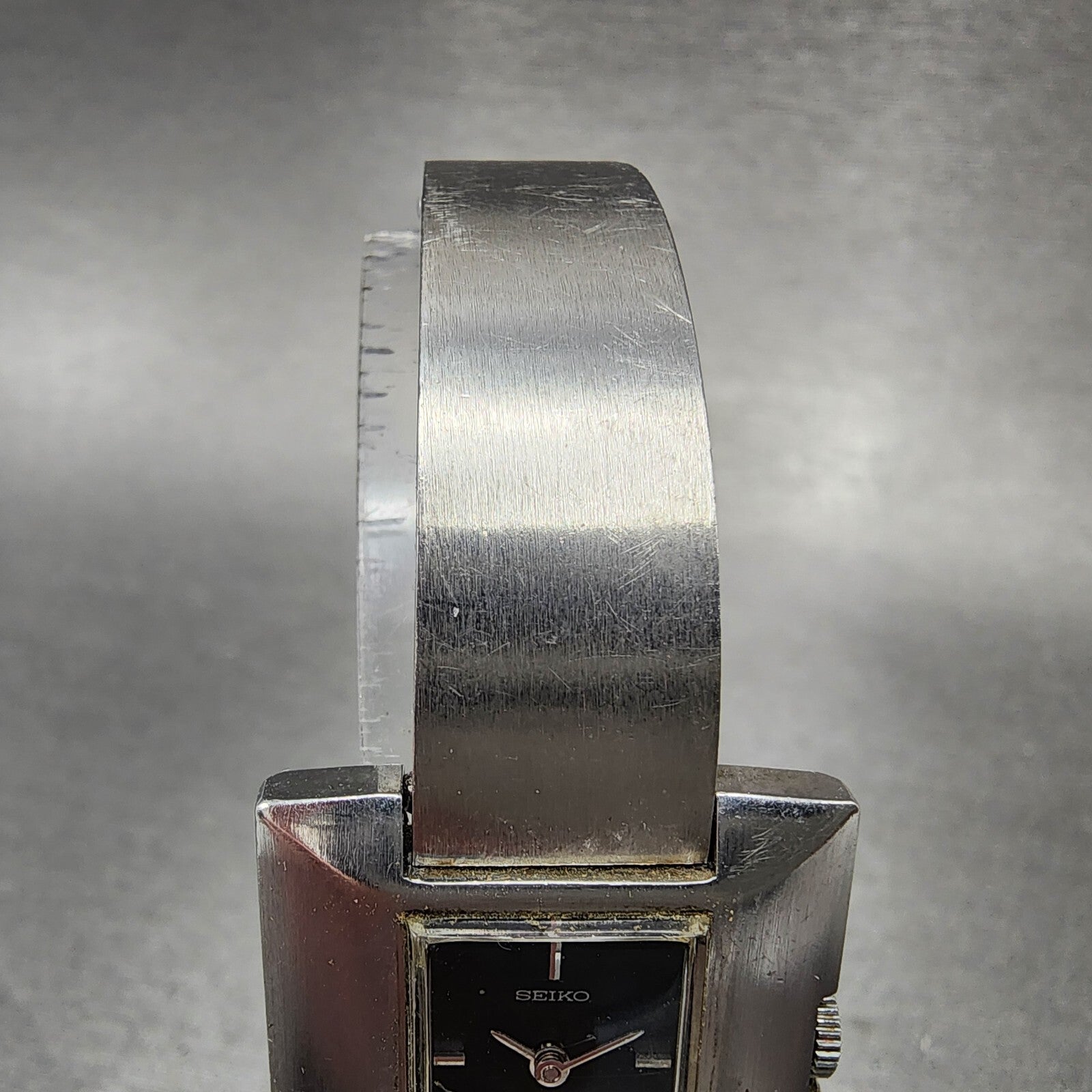 VTG Seiko Watch Women 24mm Black Dial Steel Rectangle Manual Wind Runs 1134704