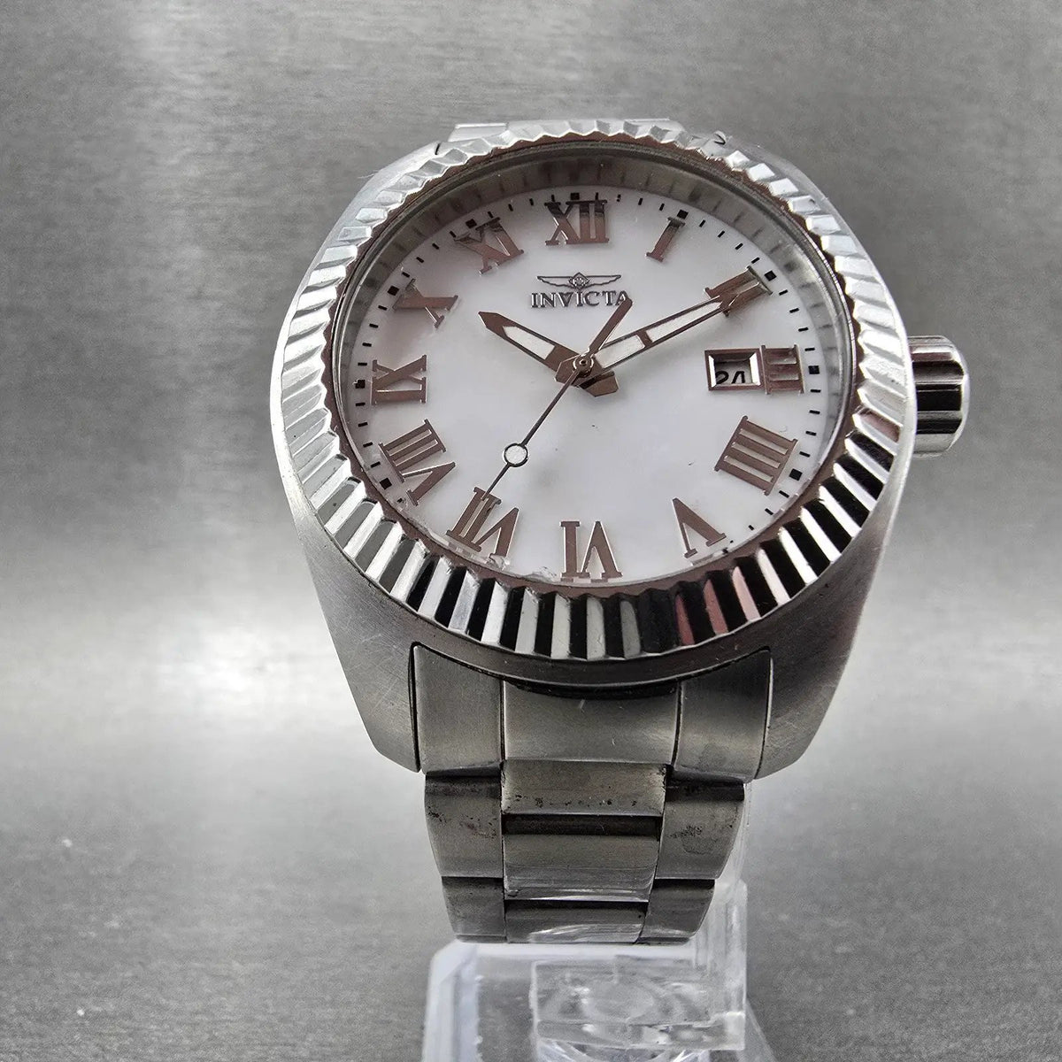 Invicta Angel Watch Women 40mm MOP Dial Silver Date Round 20315 New Battery5