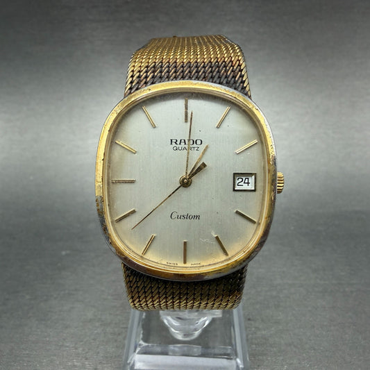 Rado Custom Watch Men 31mm Silver Dial Gold Tone Date oval 729.5047.2 PARTS0