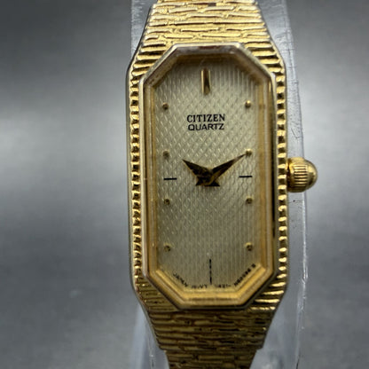 Citizen Watch Women 13mm Champagne Dial Gold Tone Octagon 5421-S64363 New Batt1