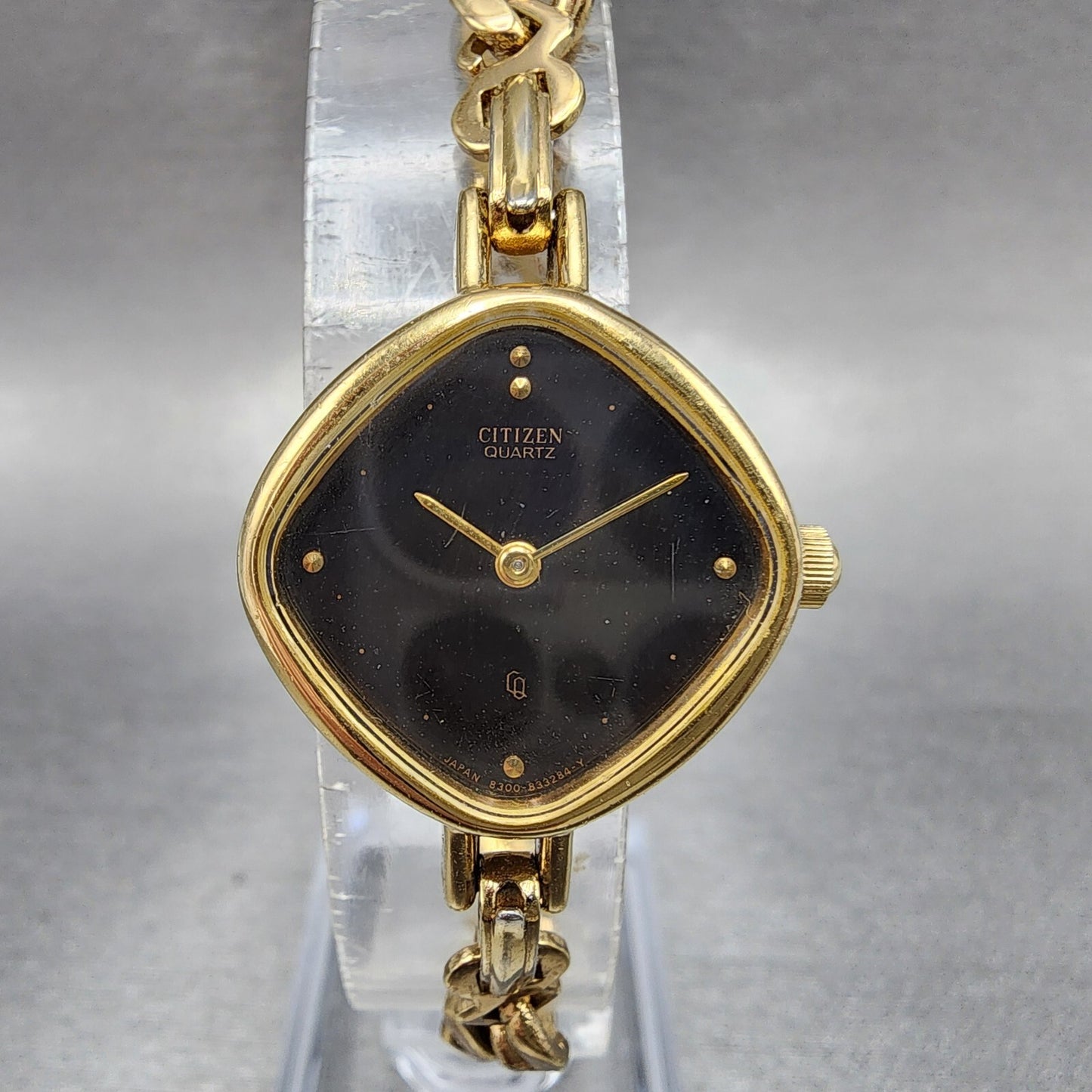 Citizen CQ Watch Women 23mm Black Dial Gold Tone Square 4832256 New Battery2