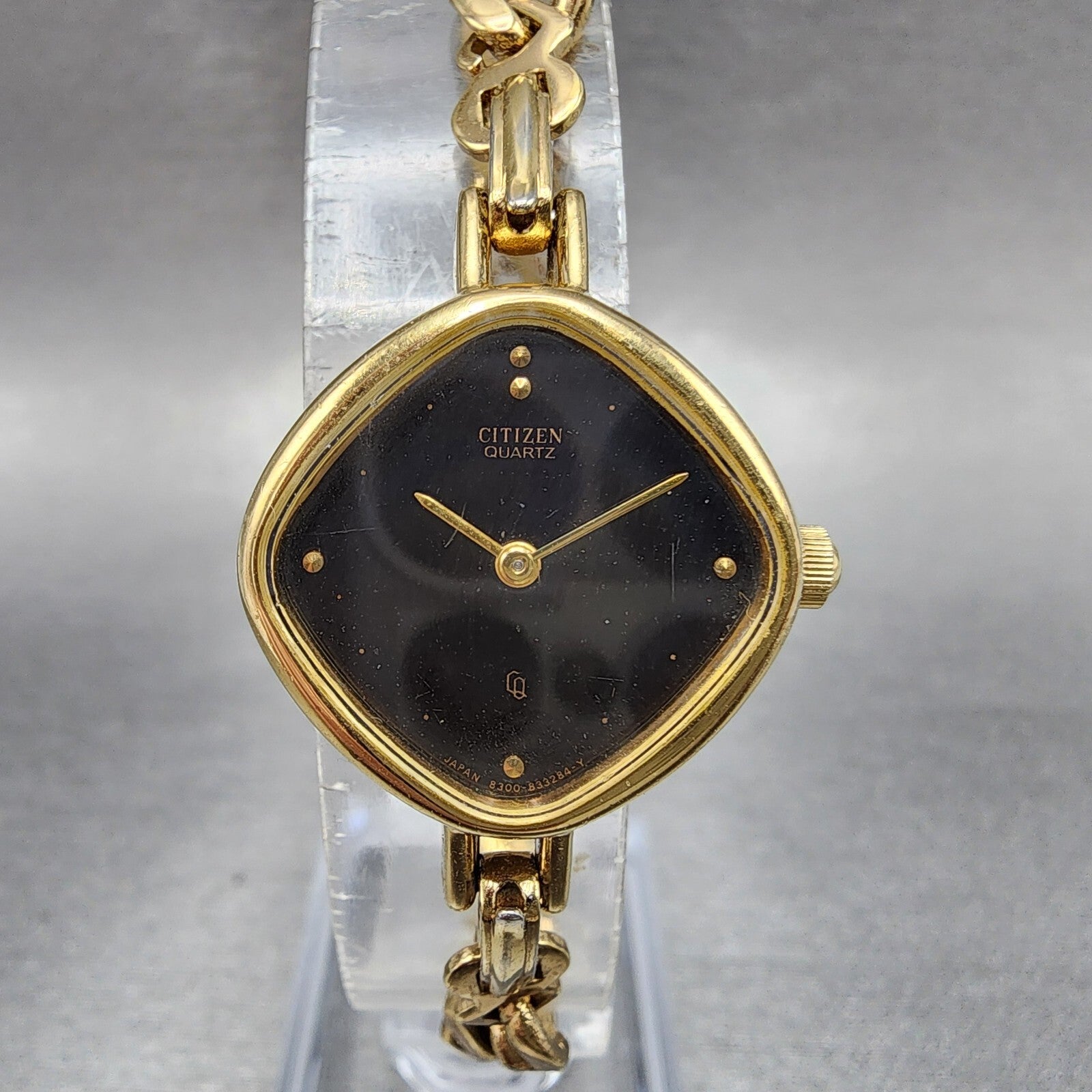 Citizen CQ Watch Women 23mm Black Dial Gold Tone Square 4832256 New Battery2