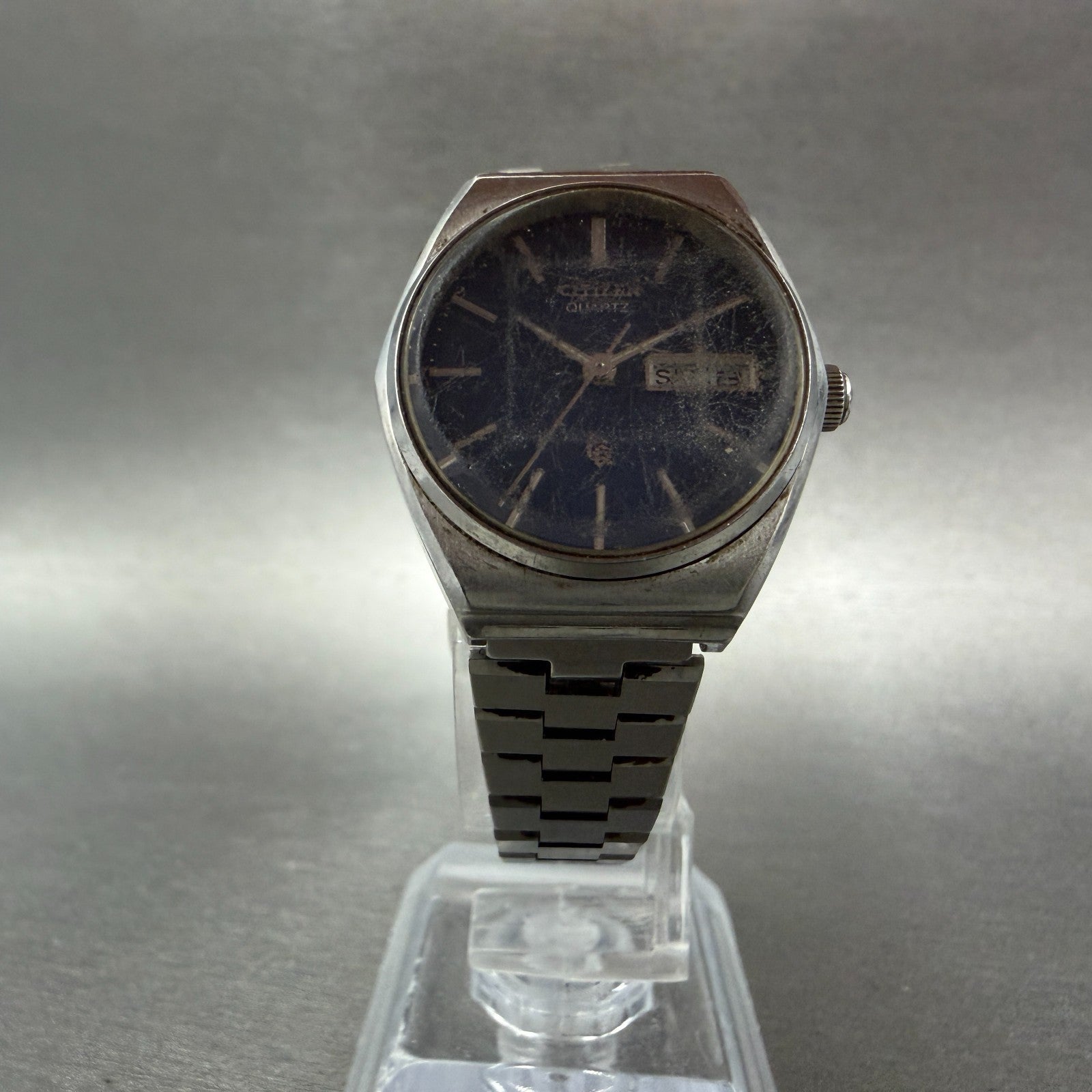 Citizen CQ Watch Women 26mm Blue Dial Silver Tone Daydate 4-850475 New Battery5