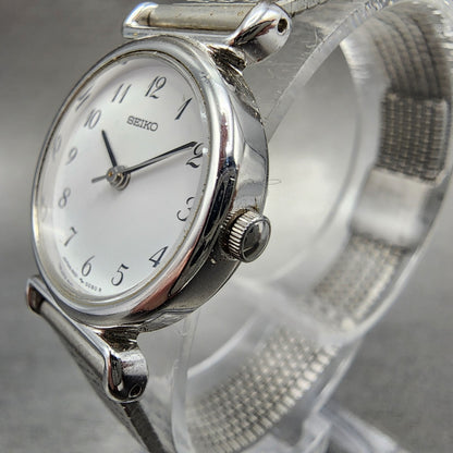 Seiko Watch Women 22mm White Dial Silver Tone Round 4N210052 New Battery2