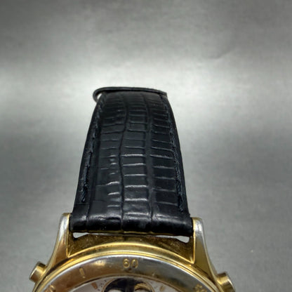 Seiko Moon Phase Chronograph Watch Men 38mm READ!! White Dial Gold Tone New Batt4