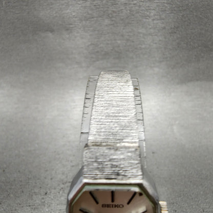 Seiko Tank Watch Women 18mm Silver Dial Silver Tone Octagon Manual 113770 Runs4
