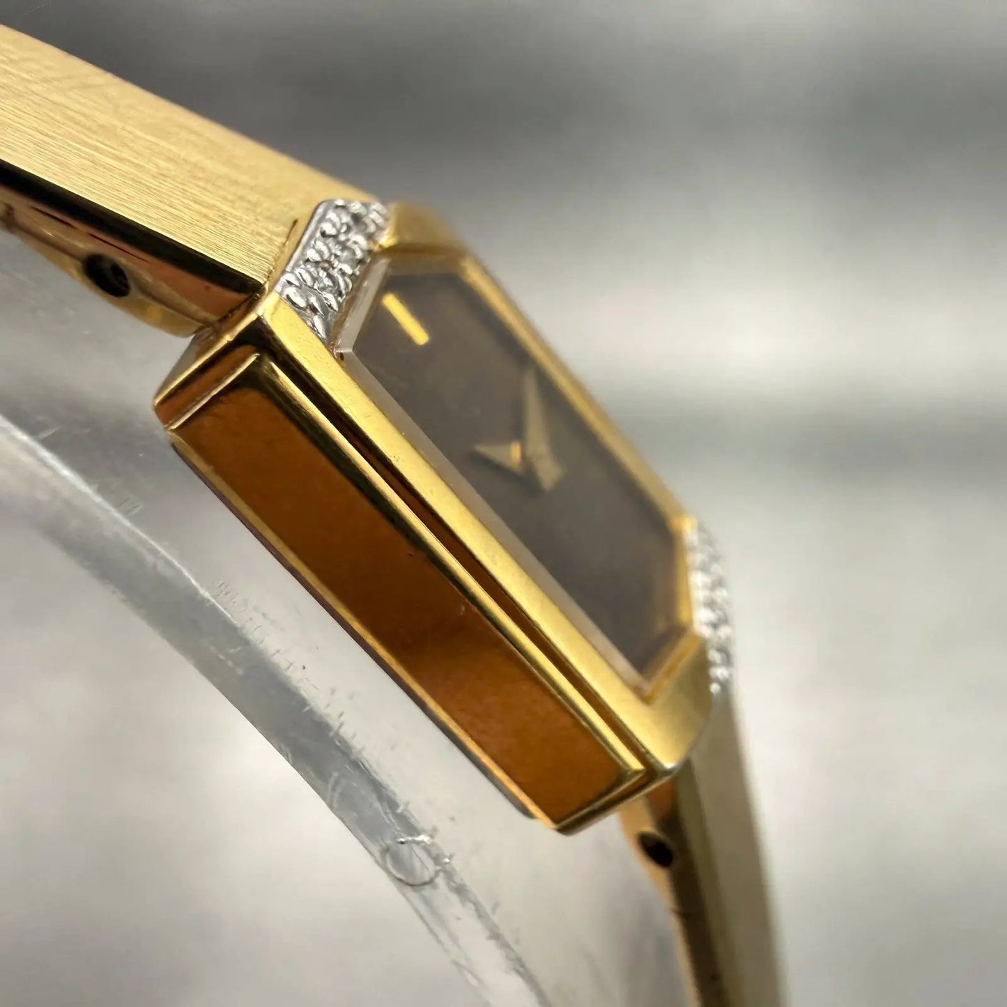 Seiko Watch Women 13mm Brown Dial Gold Tone Rectangle 1850-5039 New Battery VTG3