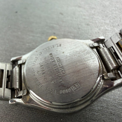 Seiko Watch Women 23mm White Dial Two Tone Round 1221-0040 New Battery Vintage9