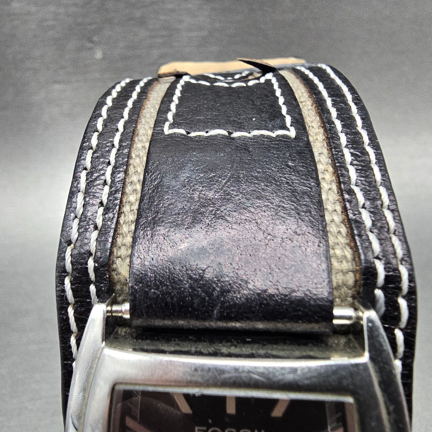 Fossil Watch Women 33mm Black Dial Silver Tone Date Rectangle JR-9777 NewBattery5