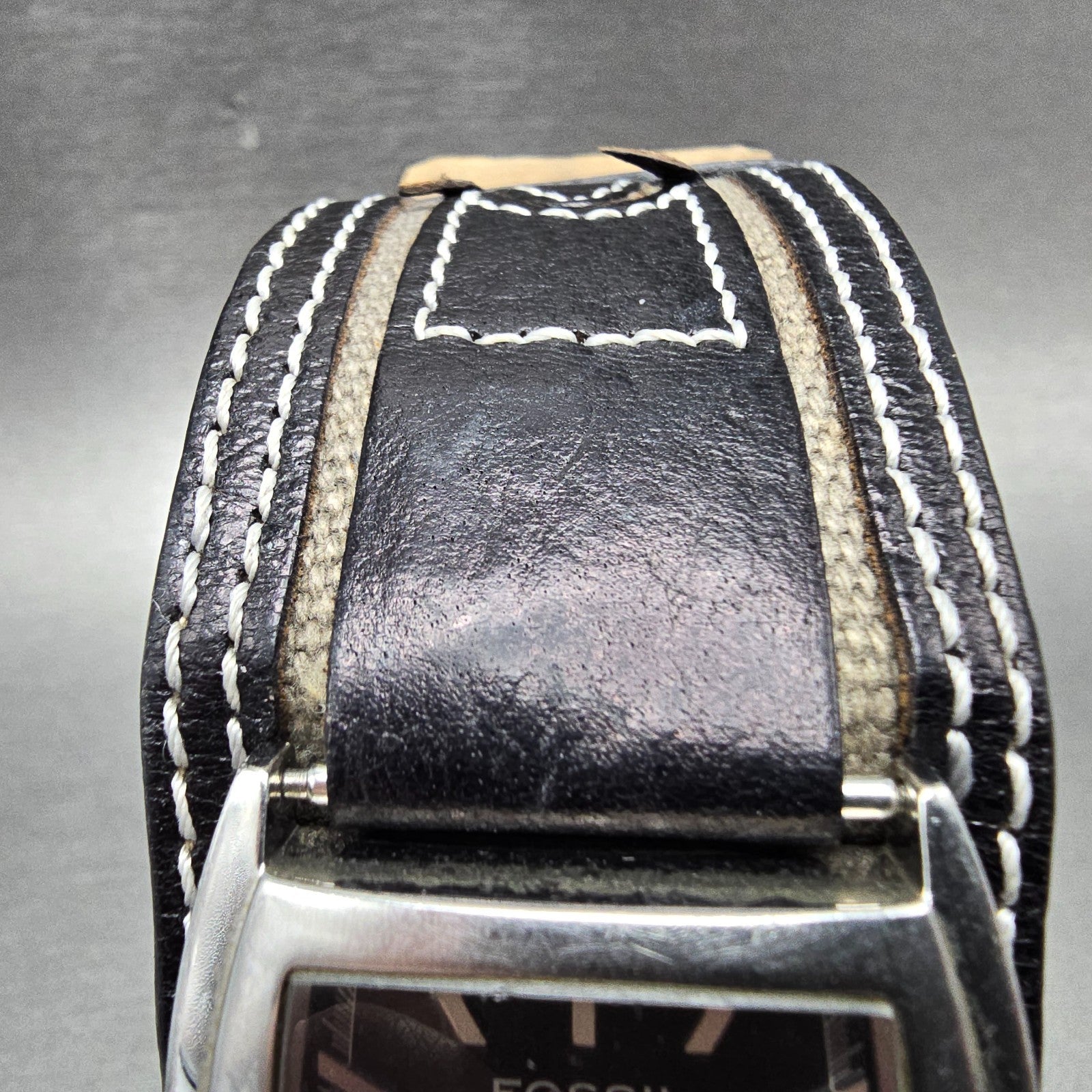 Fossil Watch Women 33mm Black Dial Silver Tone Date Rectangle JR-9777 NewBattery5