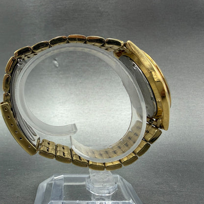 Seiko watch Men 36mm Gold Dial Gold Tone Daydate Round 7n43-9048 New Battery8
