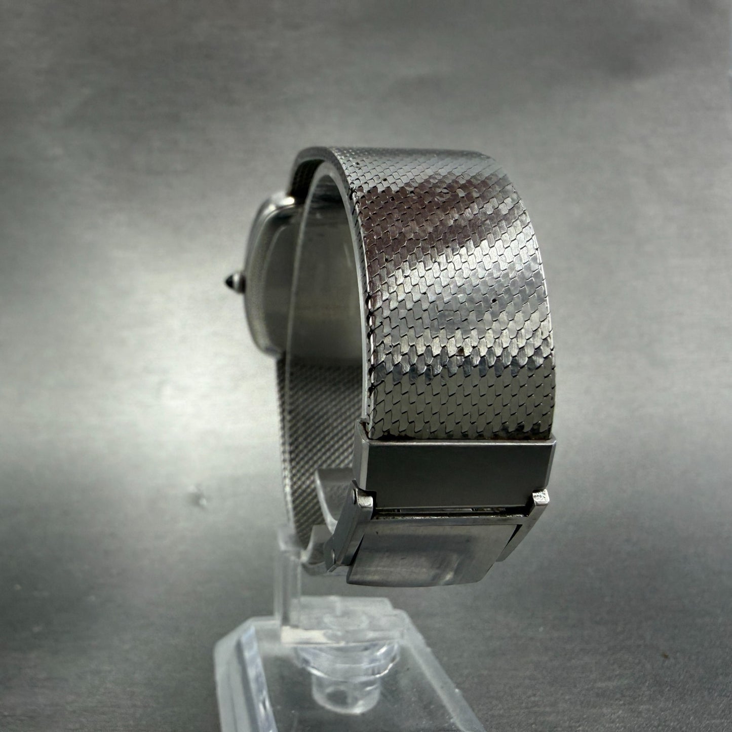 Seiko Watch Men 32mm Silver Dial Silver Tone Square 5854-5000 New Battery VTG7