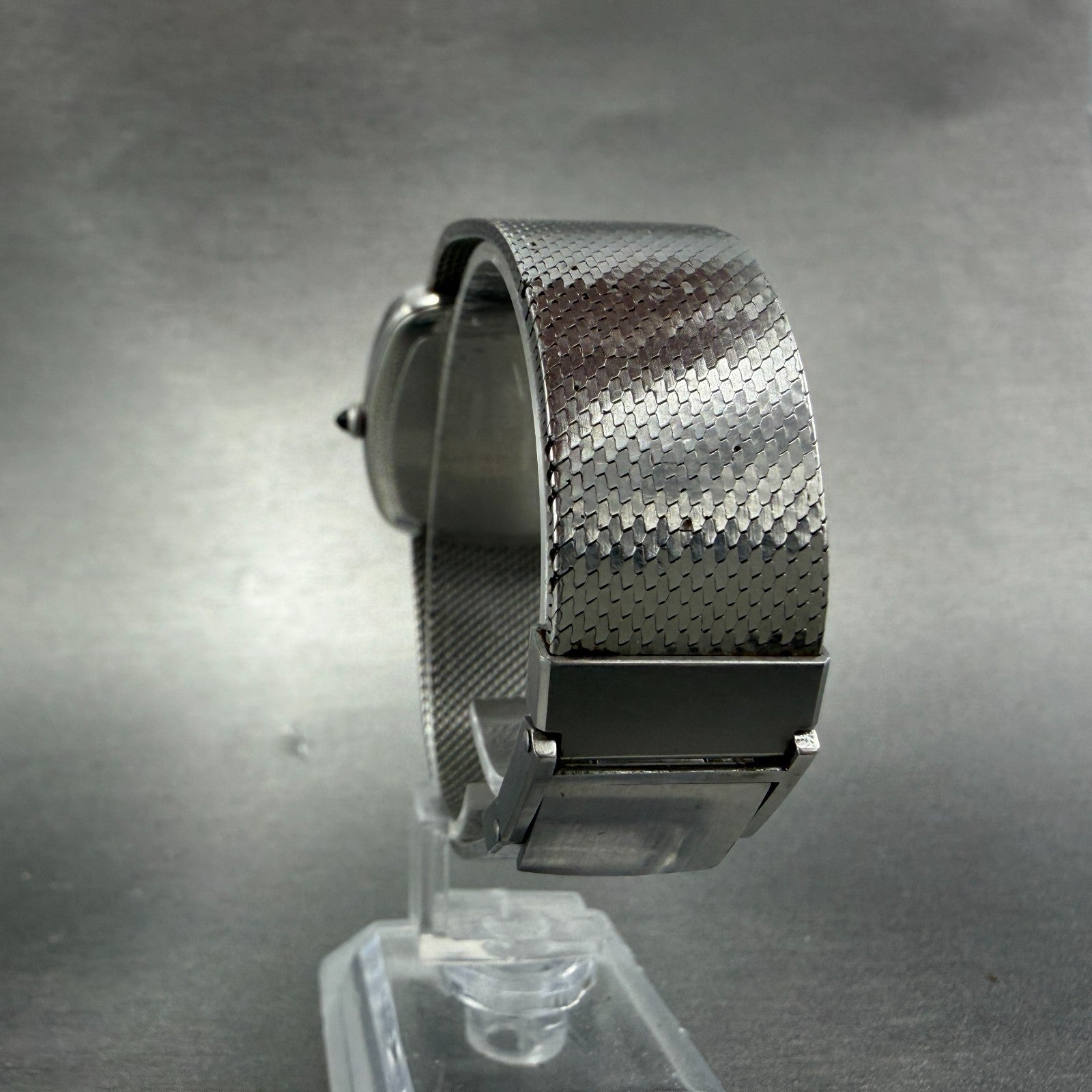 Seiko Watch Men 32mm Silver Dial Silver Tone Square 5854-5000 New Battery VTG7