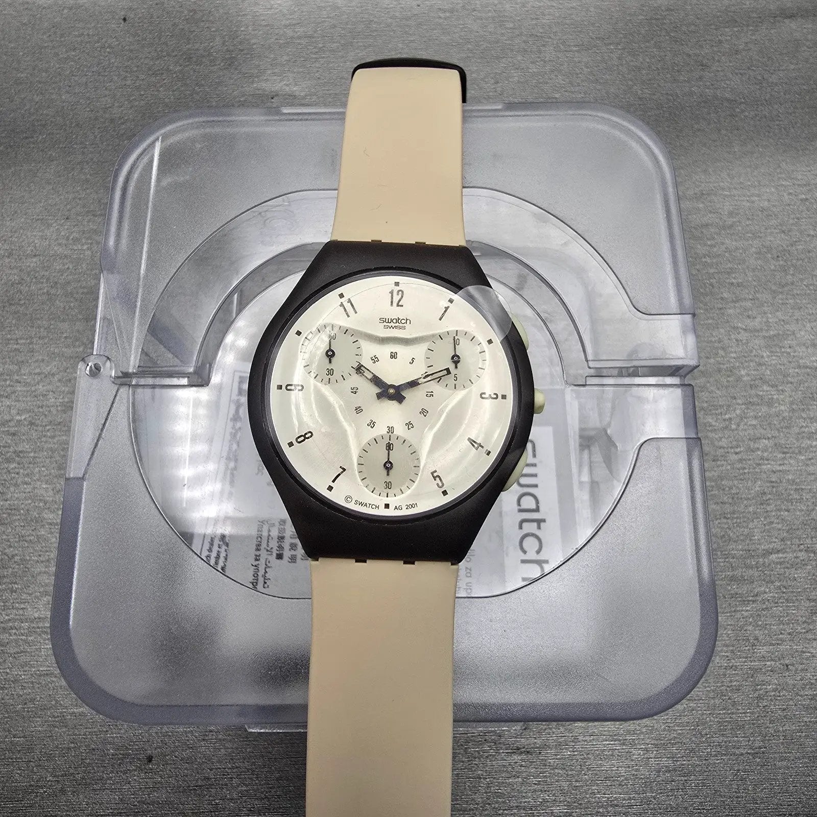 Swatch Skin Chrono KALAHARI Watch Men Tan Dial Brown Case SUYC100 New Battery0
