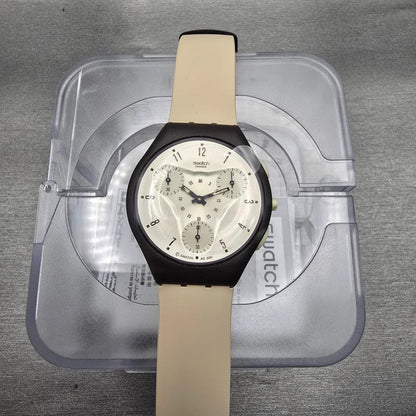 Swatch Skin Chrono KALAHARI Watch Men Tan Dial Brown Case SUYC100 New Battery0