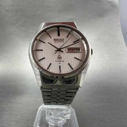 Seiko Type II Watch Men 35mm Silver Dial Silver Tone Daydate 7123-8100 New Batt35