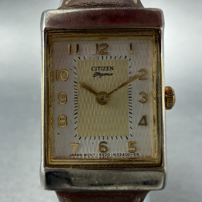 Citizen Elegance Tank Watch Women 18mm White Dial Gold Tone Rectangle New Batt1
