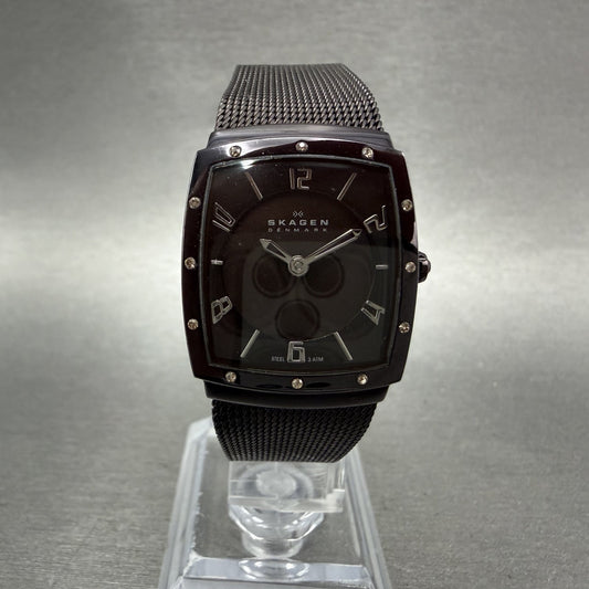 Skagen Tank Watch Women 24mm MOP Dial Purple Tone 396XSMM New Battery0