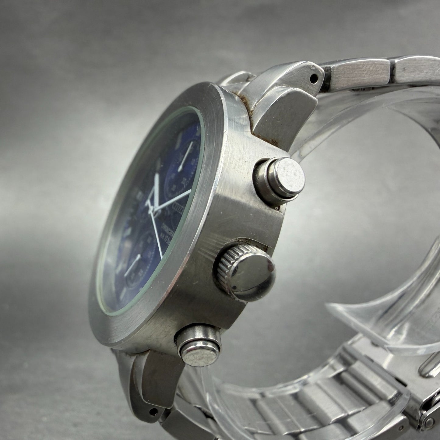Citizen Chronograph Watch Men 37mm Blue Dial Silver Tone Round 0510-F75438 PARTS3