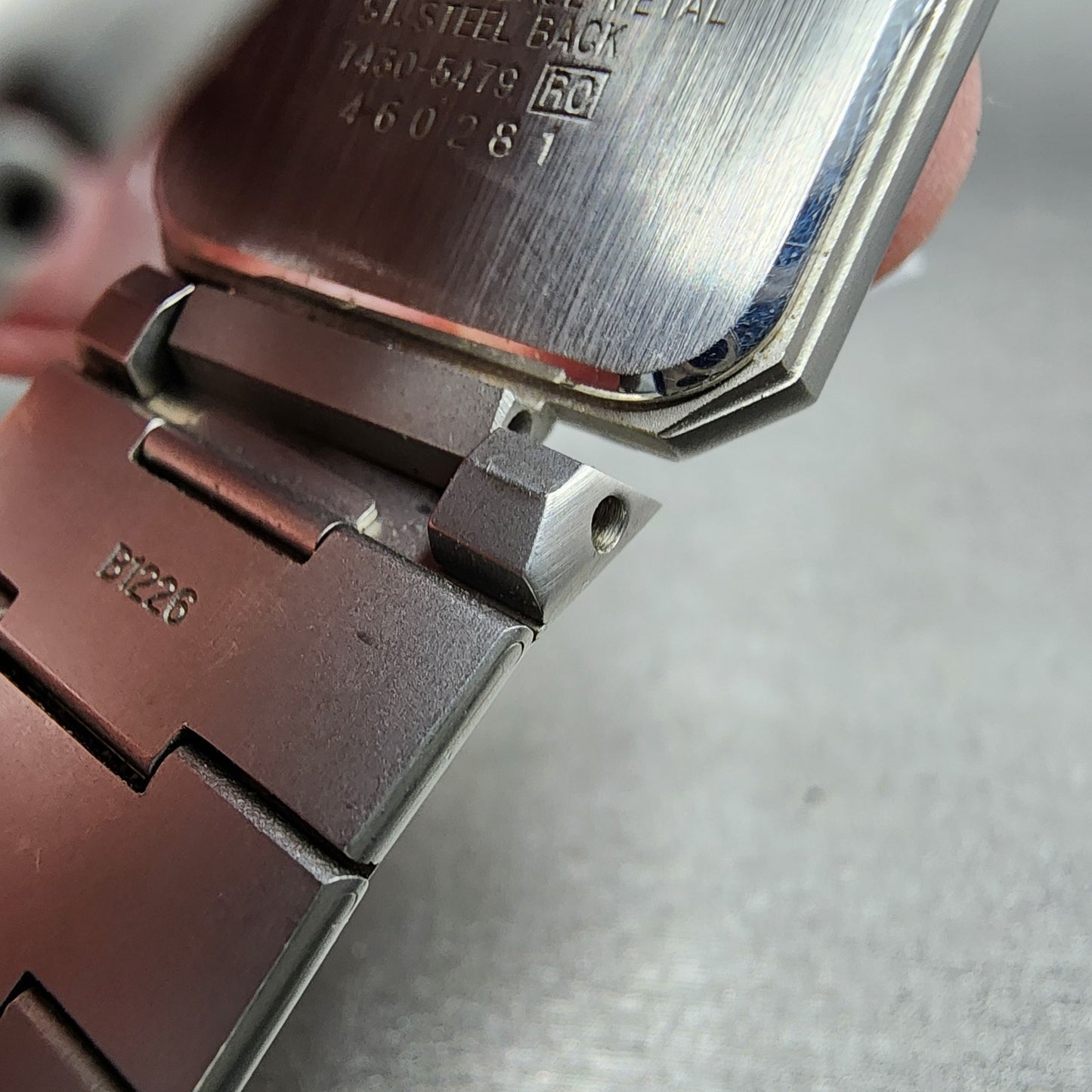 Seiko Tank Watch Men 26mm Silver Dial Two Tone Rectangle 74305479 PARTS13