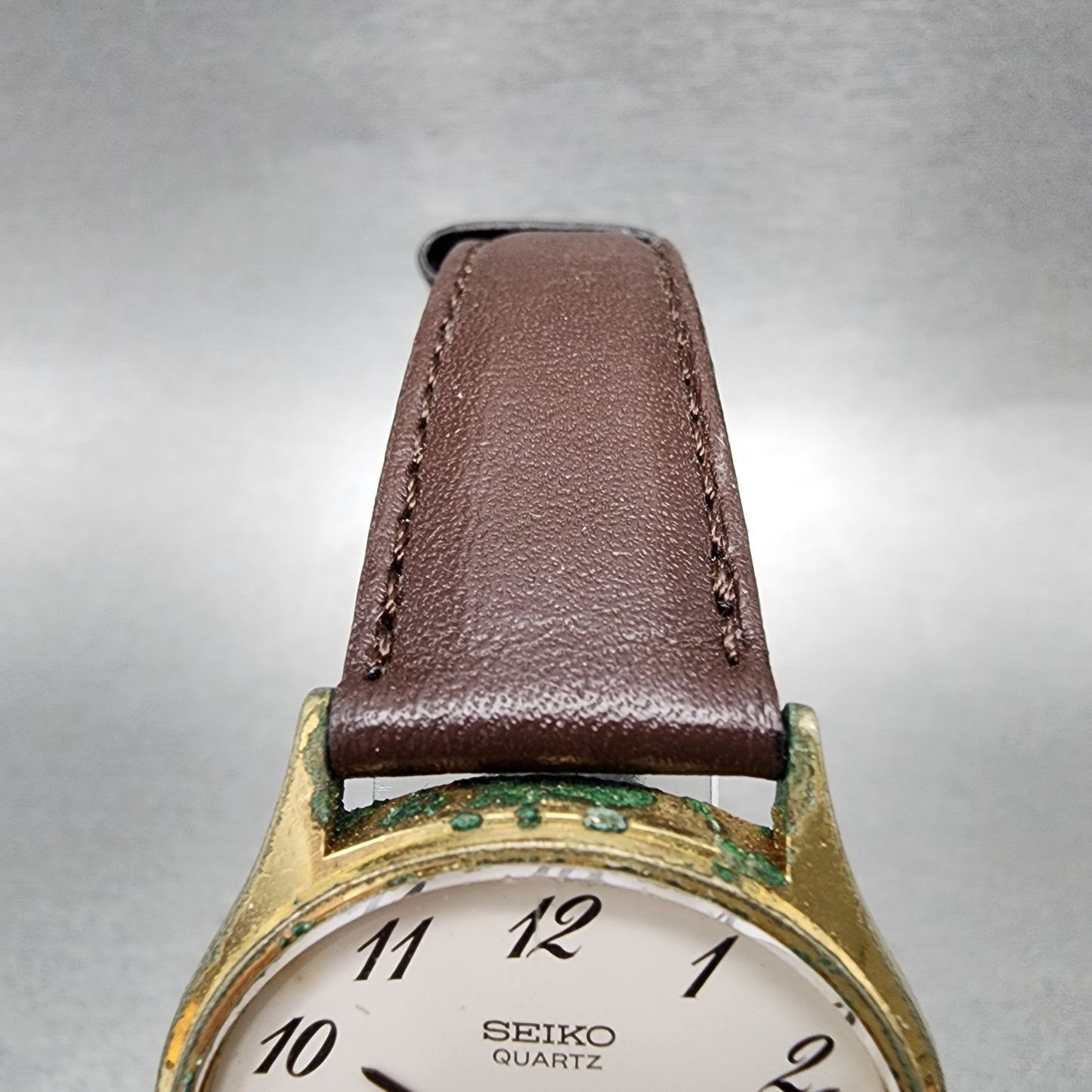 Seiko Watch Men 31mm White Dial Gold Tone Round Vintage 78207030 New Battery4