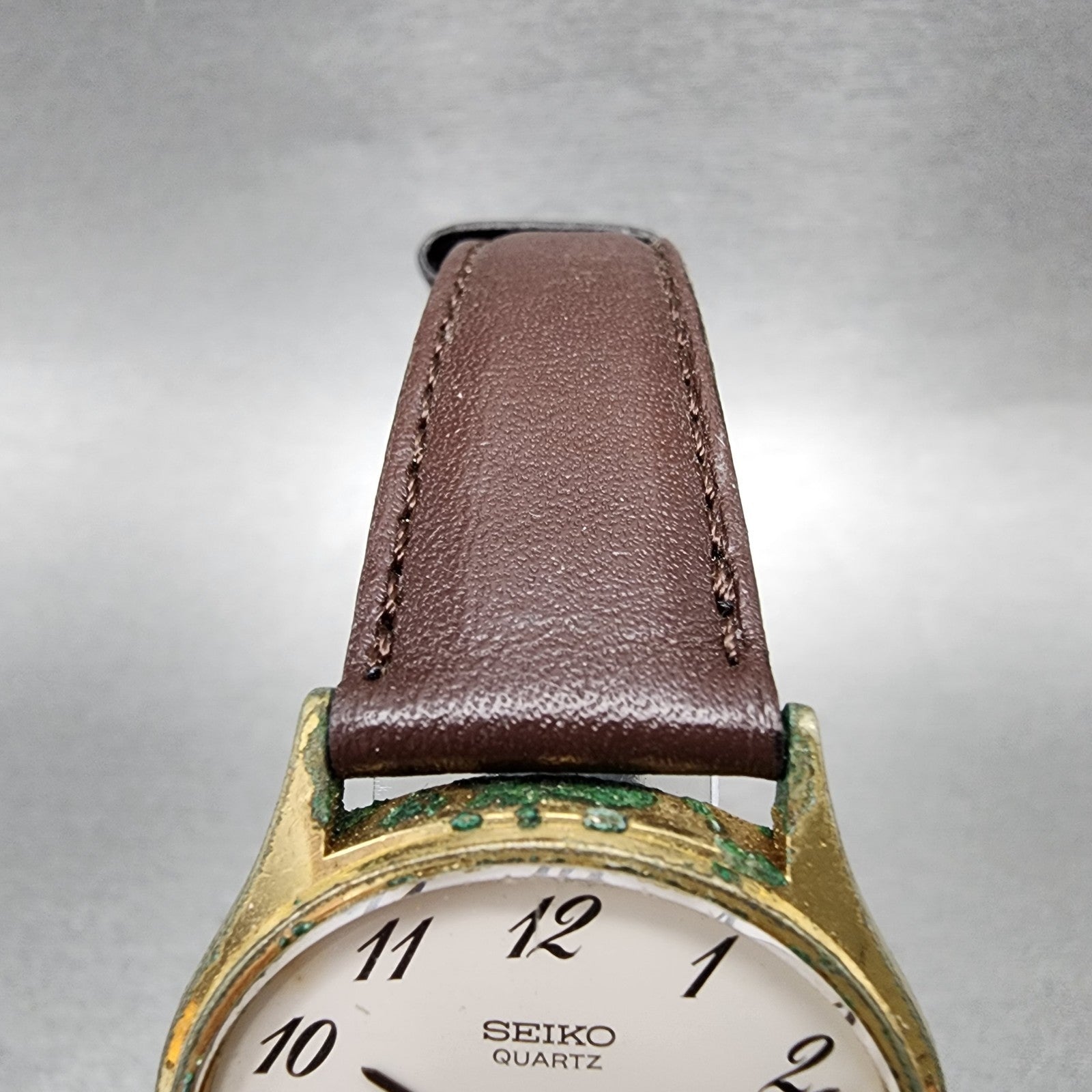 Seiko Watch Men 31mm White Dial Gold Tone Round Vintage 78207030 New Battery4