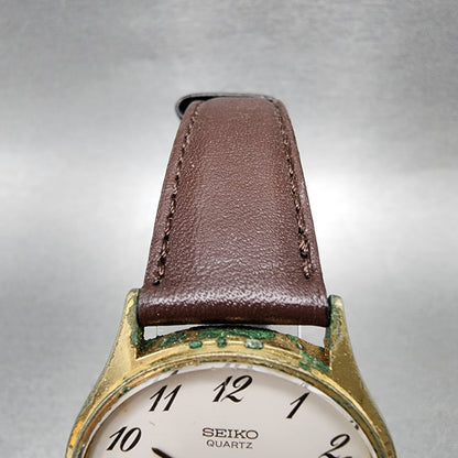Seiko Watch Men 31mm White Dial Gold Tone Round Vintage 78207030 New Battery4