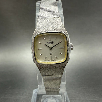 Seiko Watch Women 18mm Silver Dial Silver Tone Square 2320-5260 New Battery0