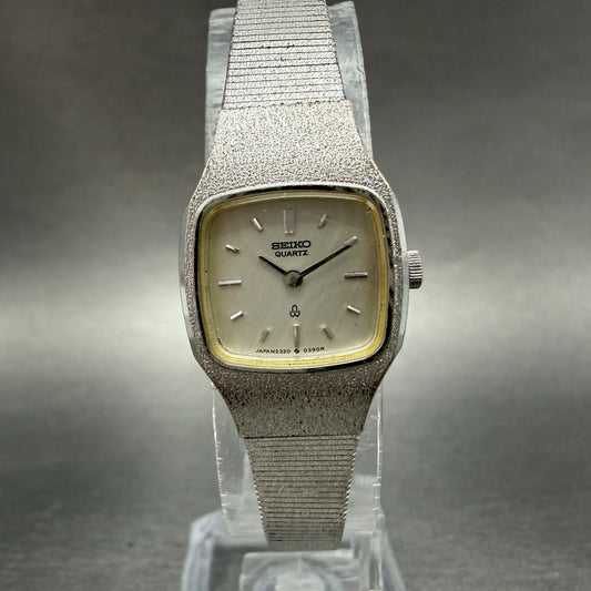 Seiko Watch Women 18mm Silver Dial Silver Tone Square 2320-5260 New Battery0