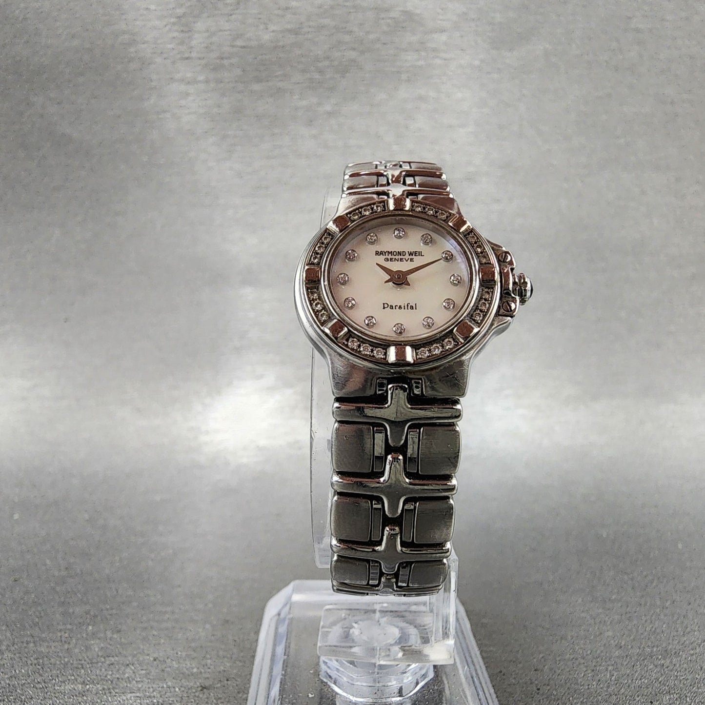 Raymond Weil Parsifal Watch Women 22mm MOP Dial Steel Diamond Bezel Date New Bat5