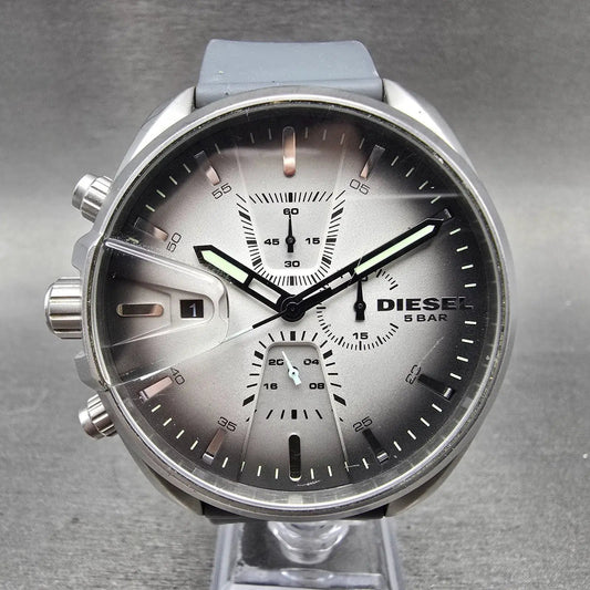 Diesel Men's MS9 watch Men 47mm Gray Dial Silver Tone Date Round DZ-4483 New Bat0