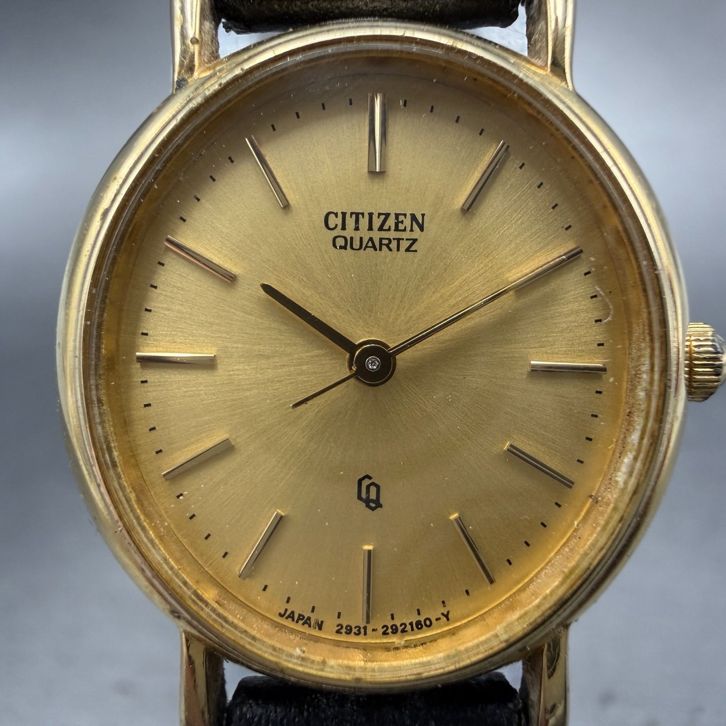 Citizen CQ Watch Women 22mm Gold Dial Gold Tone Oval 2931-291611 New Battery1