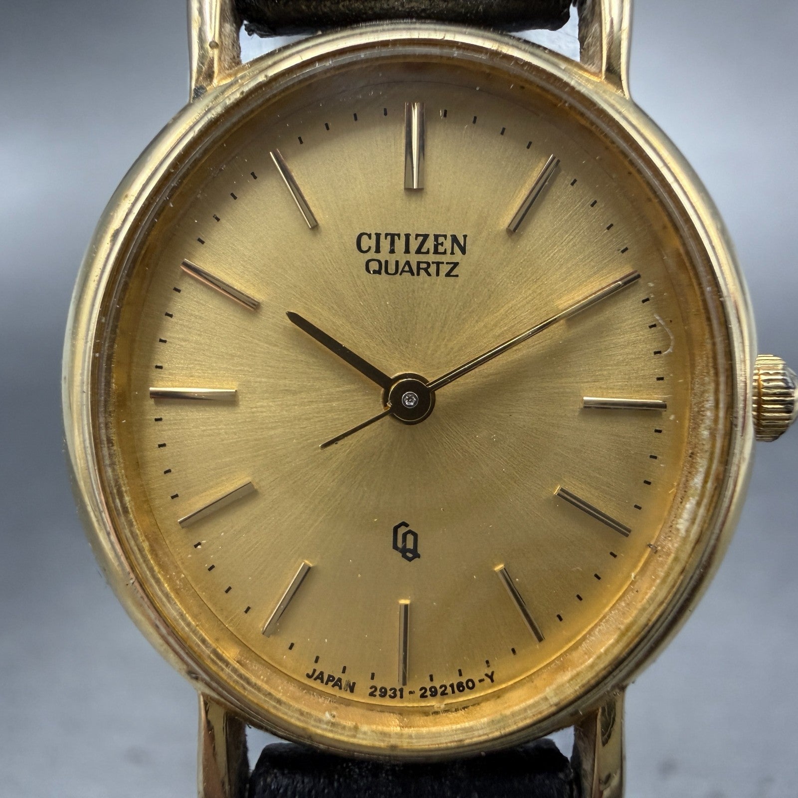 Citizen CQ Watch Women 22mm Gold Dial Gold Tone Oval 2931-291611 New Battery1