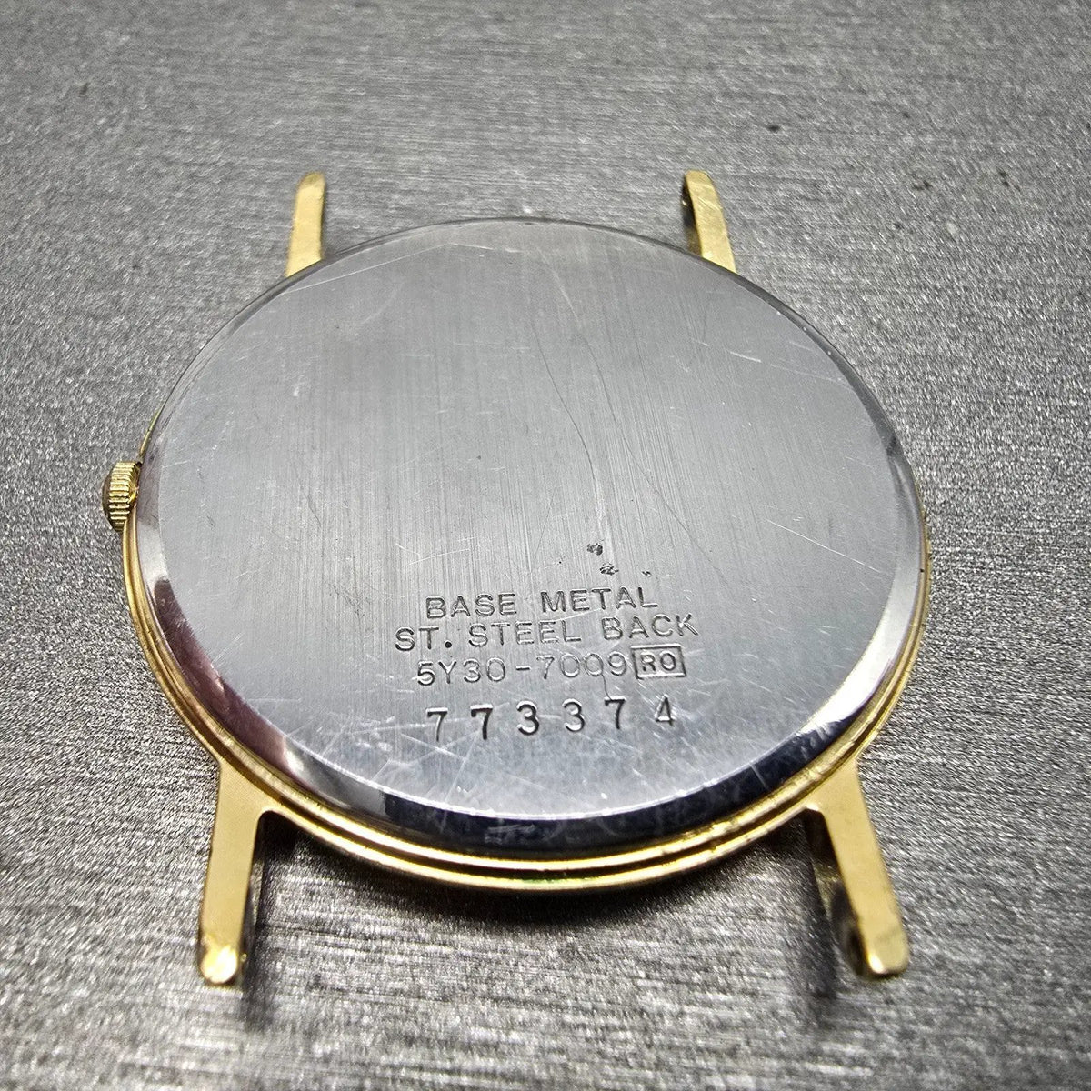 Seiko Watch Men 31mm Gray Dial Gold Tone Round 5Y30-7009 VTG PARTS8