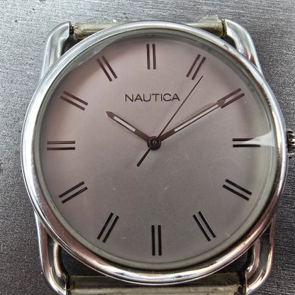 Nautica Watch Men 42mm Silver Dial Stainless Steel Round N07556L New Battery1