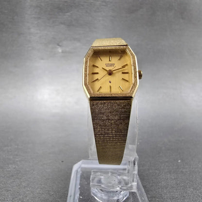 Citizen CQ Watch Women 17mm Champagne Dial Gold Tone 2931-291727 New Battery6