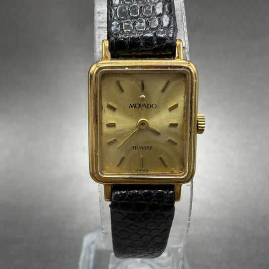 Movado Tank Watch Women 16mm Gold Dial Gold plated Rectangle 87 24 425 PARTS0