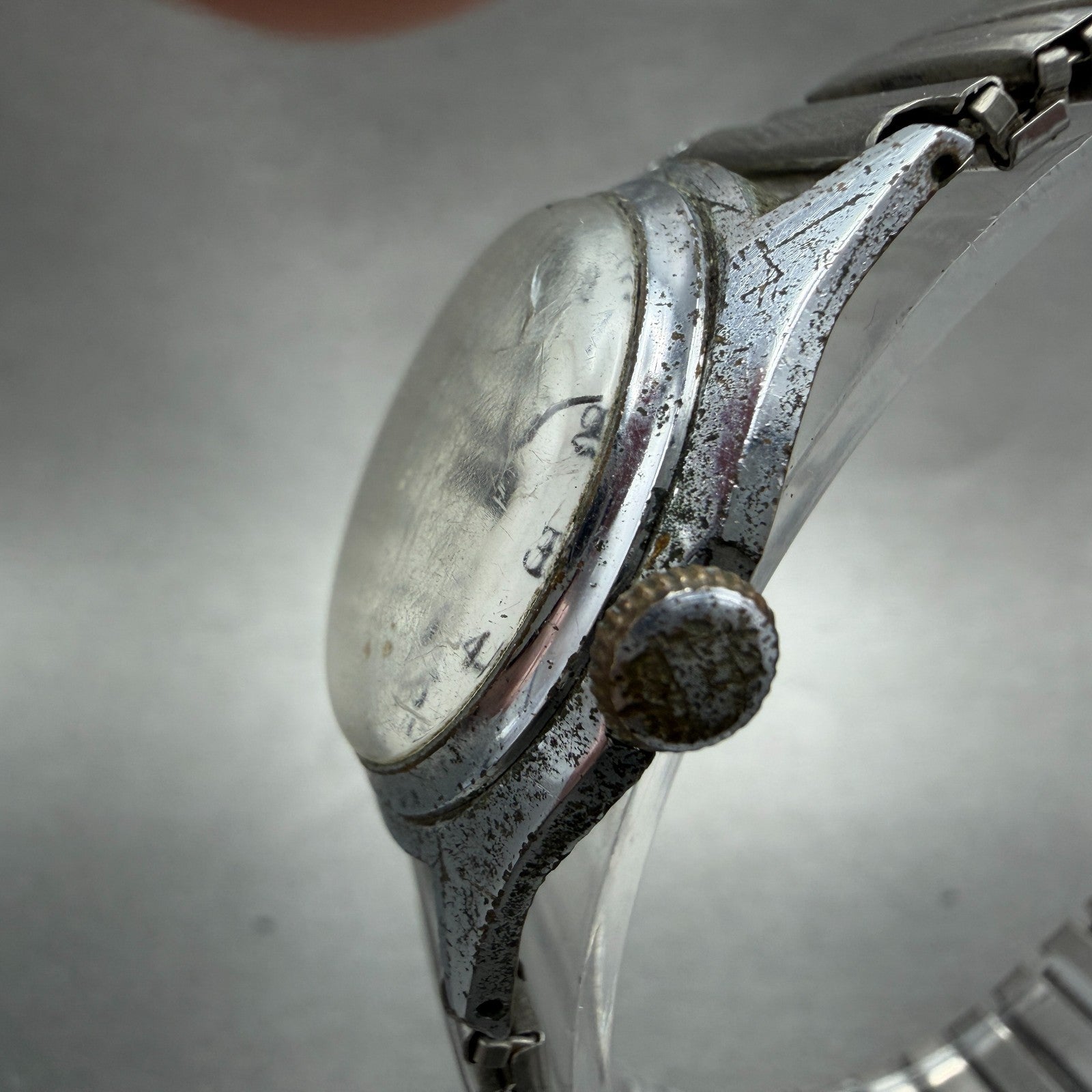 Cyma Watch Men 29mm White Dial Silver Tone Round Manual Wind PARTS VTG3