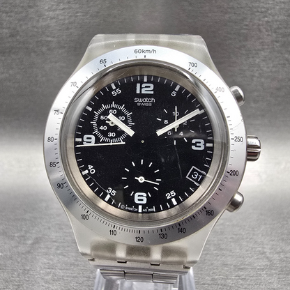 Swatch Irony Diaphane Chrono Firestorm Watch Men 43mm Black Dial Clear READ!!!!!0