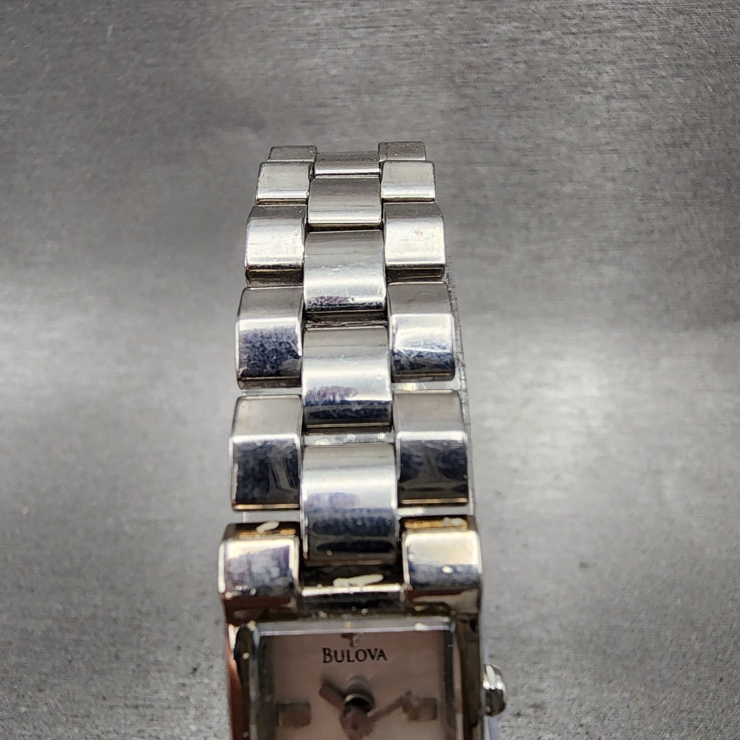 Bulova Tank Watch Women 15mm Silver Dial Silver Tone Rectangle 96L70 New Battery4