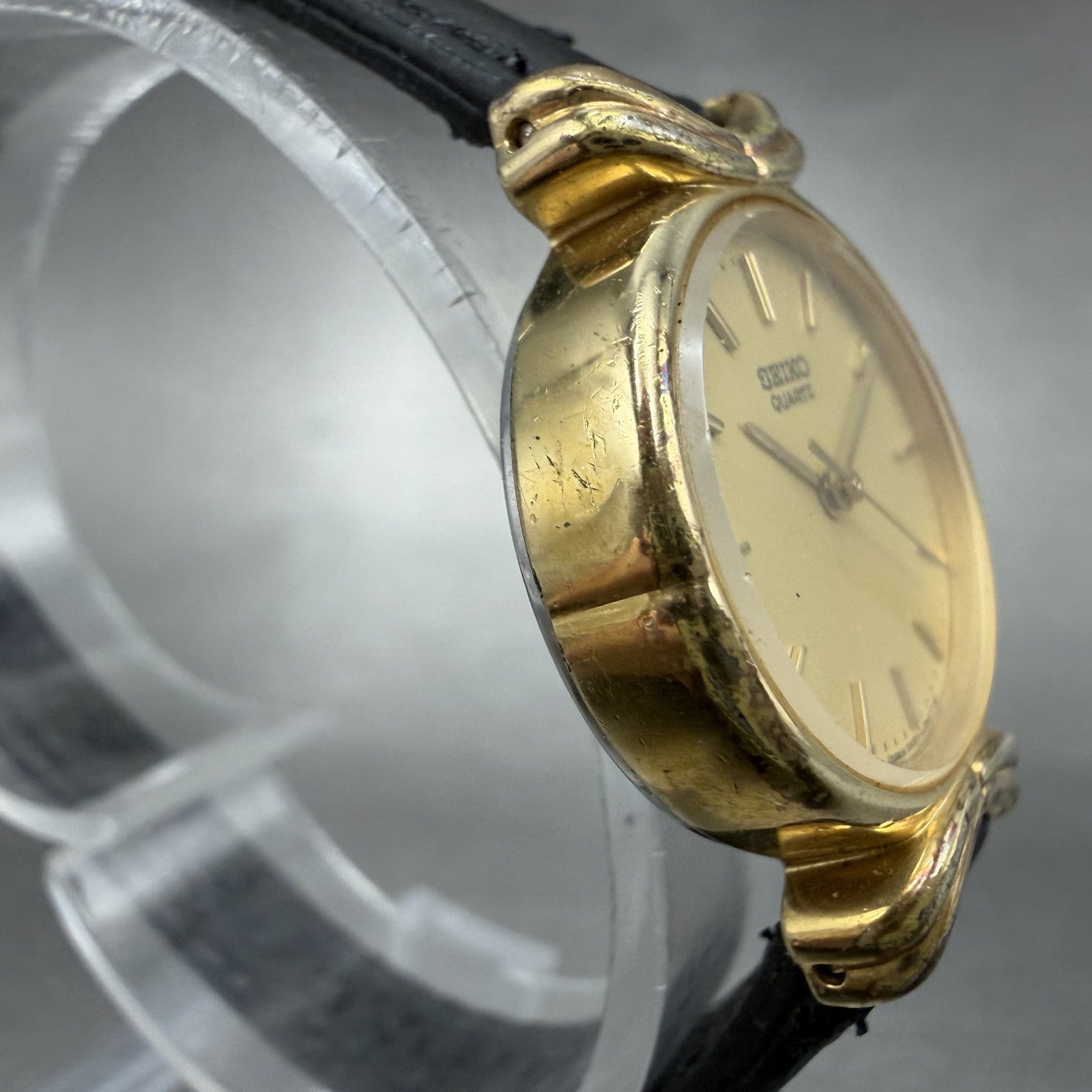 Seiko Watch Women 24mm Champagne Dial Gold Tone Oval 3421-5150 New Battery3