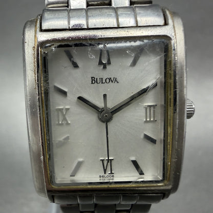 Bulova Tank Watch Women 22mm White Dial Silver Tone Rectangle 96L006 New Battery1