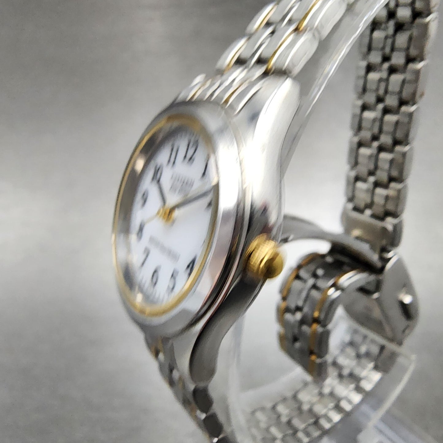 Citizen EcoDrive Watch Women 24mm White Dial Two Tone E030L20484 Runs2