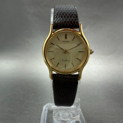 Seiko Exceline Watch Women 23mm Champagne Dial Gold Tone 1221-0160 New Battery5