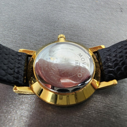 Movado Museum Watch Women 25mm Black Dial Gold Tone Round 87.A1.832 New Battery9